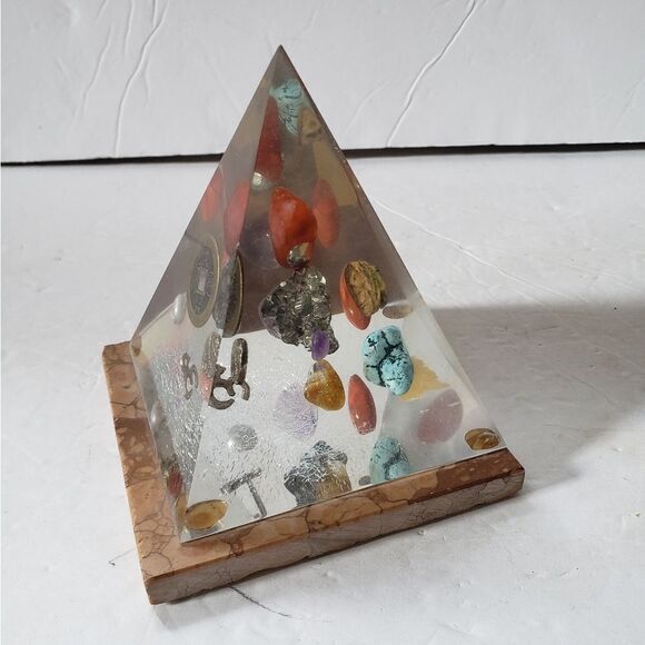 Glass Pyramid w/Gems  - Picture 2 of 11